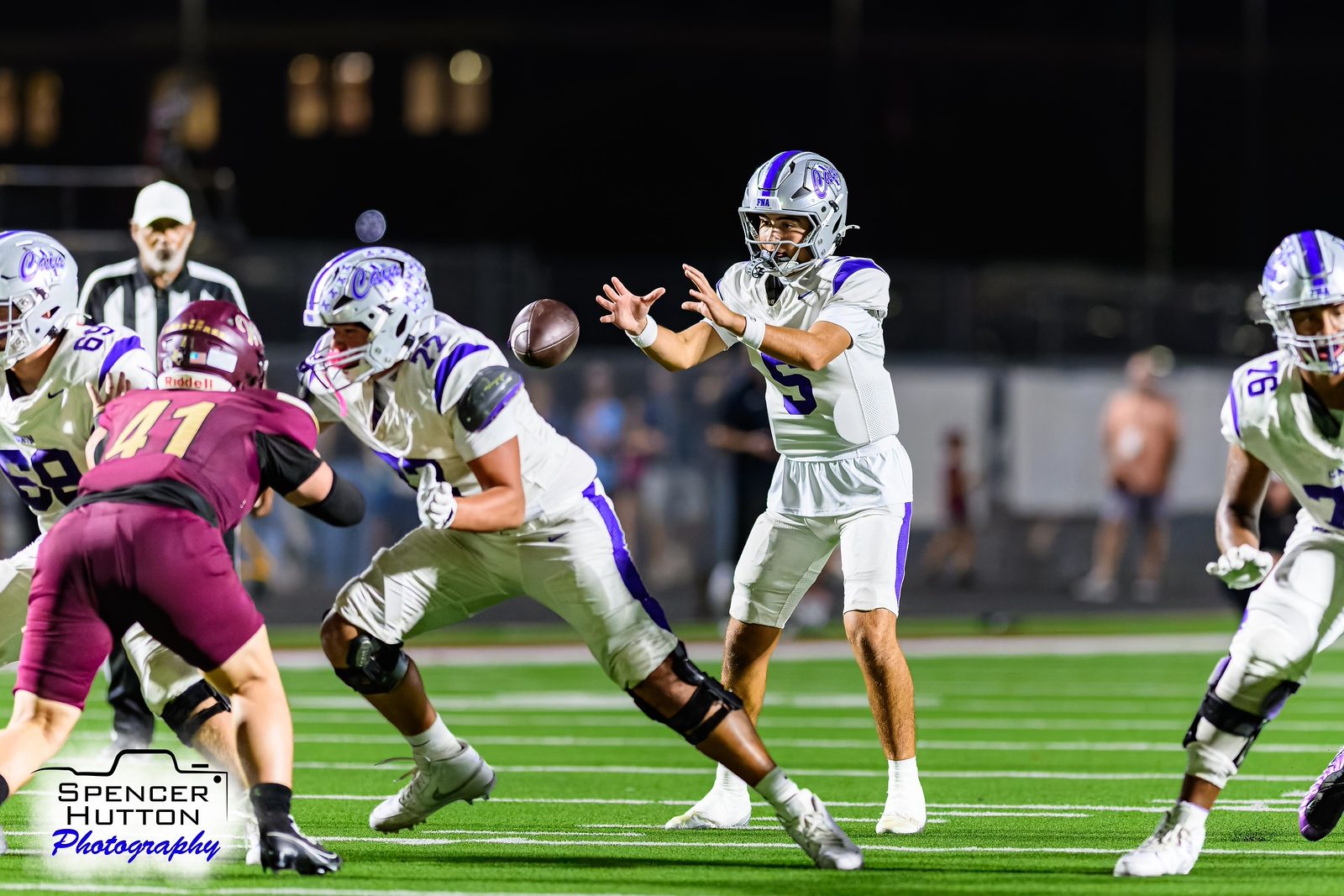 Senior quarterback Trey Reyes releases a throw from the pocket