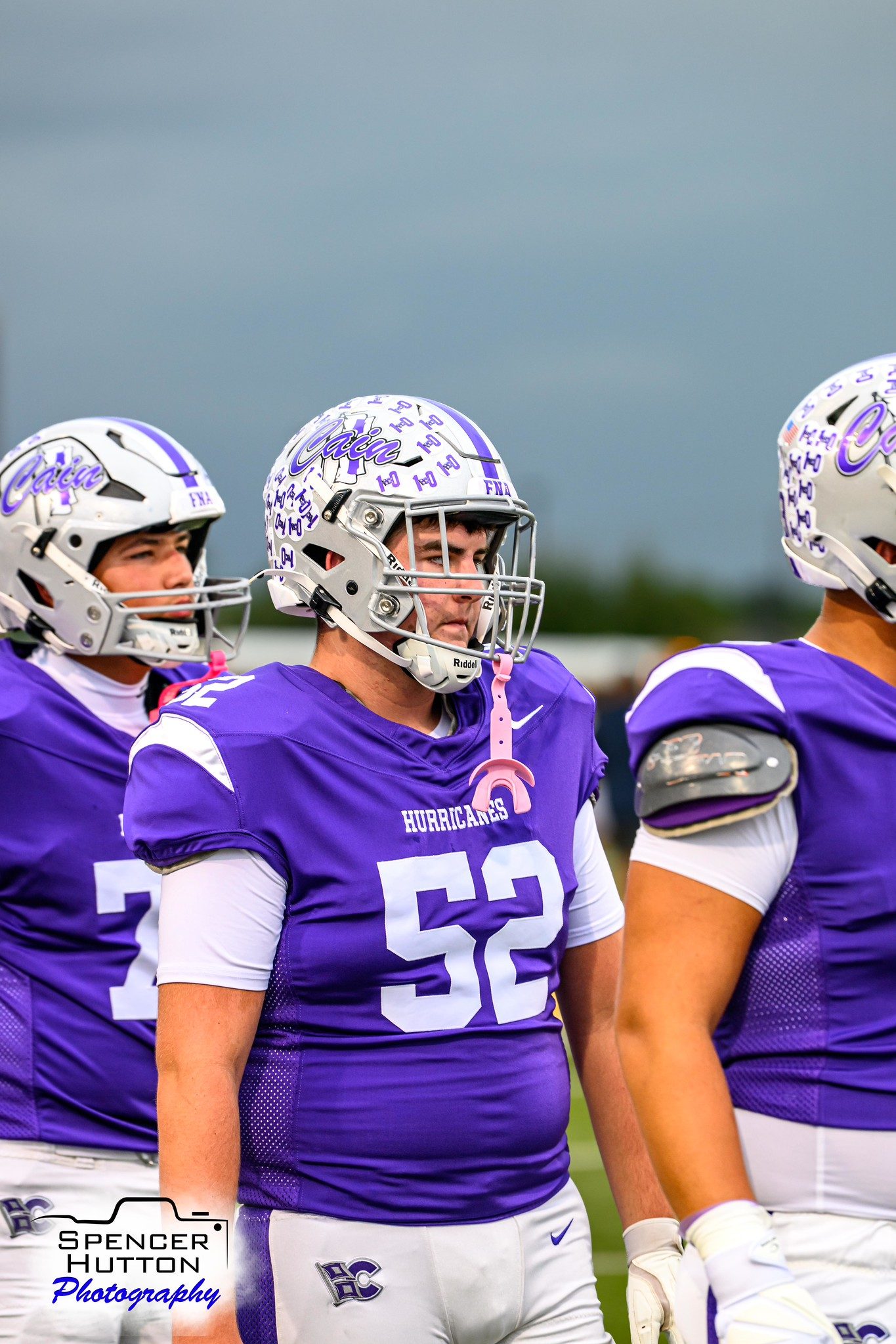 Senior lineman Joseph Cole on the sideline before kickoff