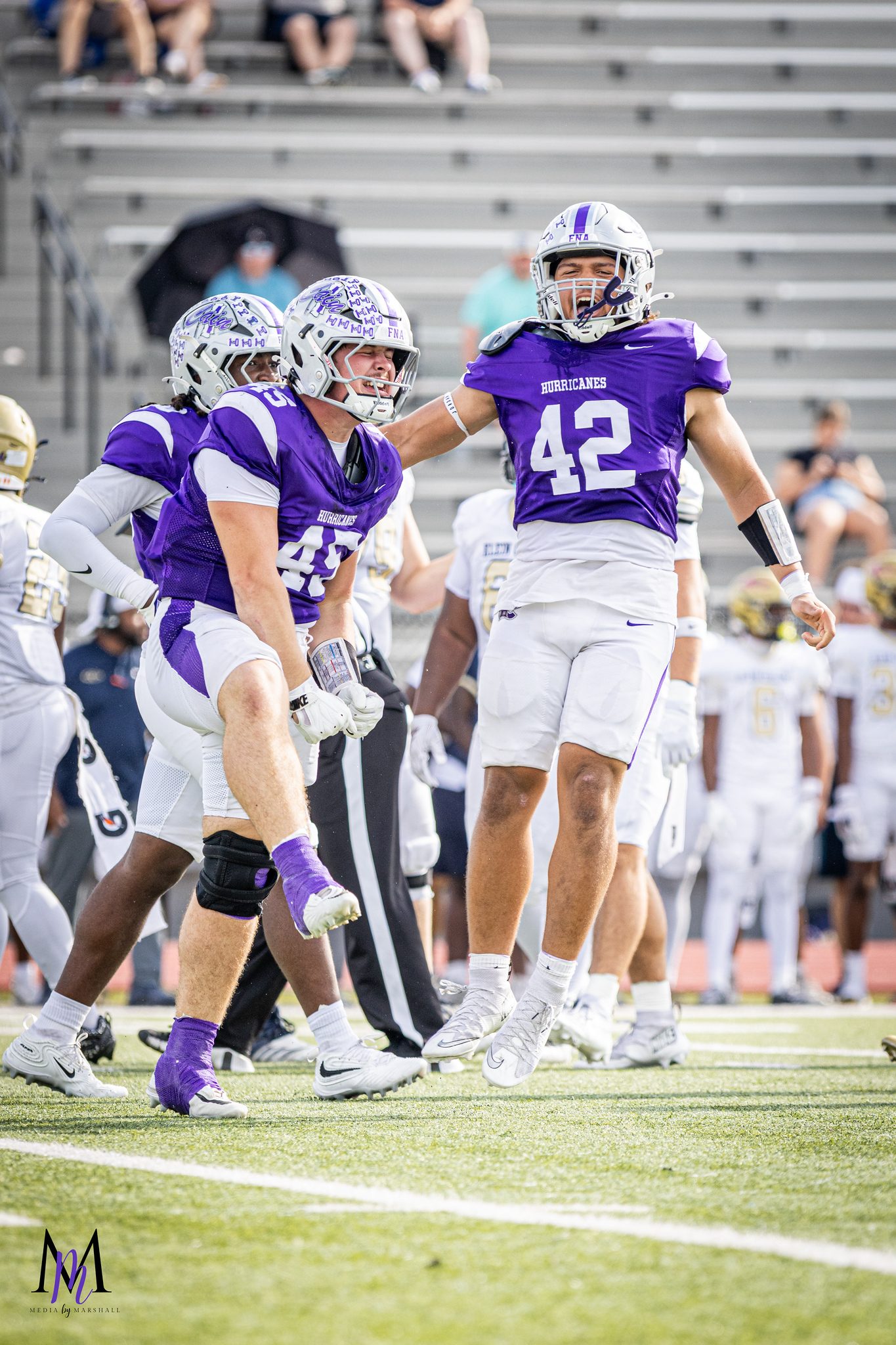 Senior defensive lineman Jaemin Gilstrap celebrates during the Collins game